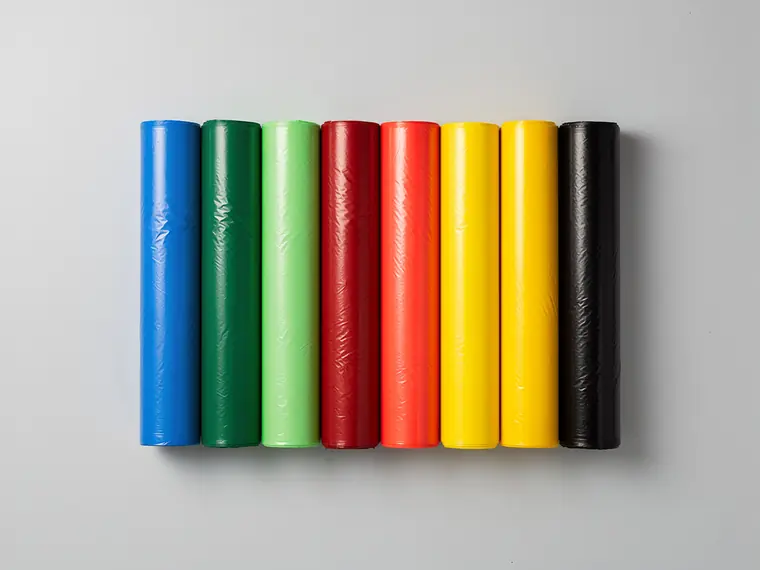 Illustration: coloured garbage bags in rolls