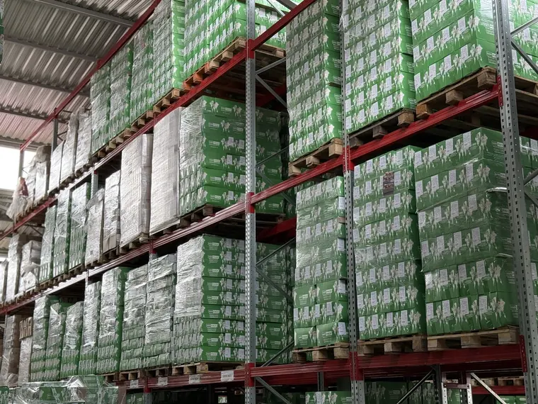 Finished goods warehouse of the MIRPACK plant